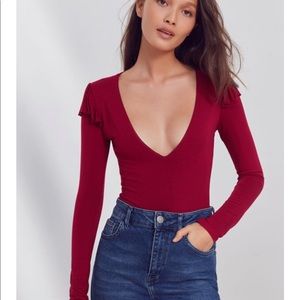 UO Out From Under Ruffled Bodysuit